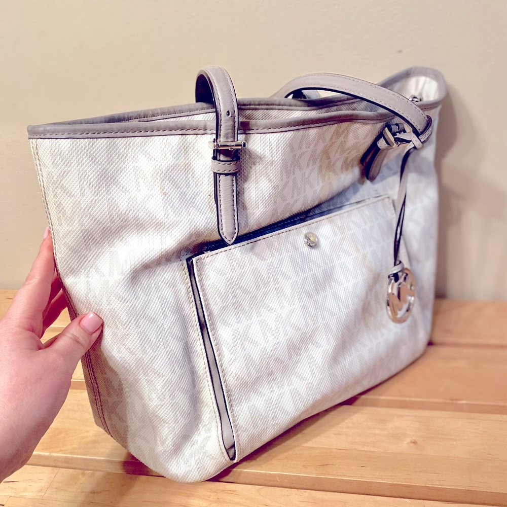 Michael Kors purse -grey and white MK logo